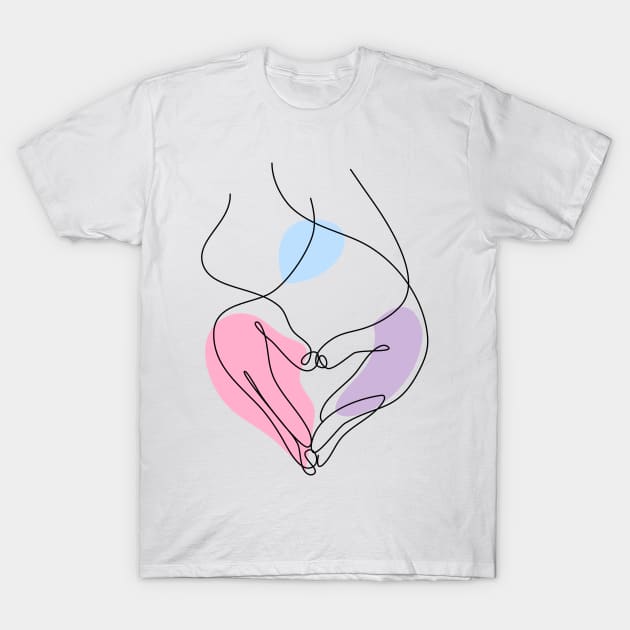 Heart Shaped Hand Draw One Continuous Line T-Shirt by Twiri